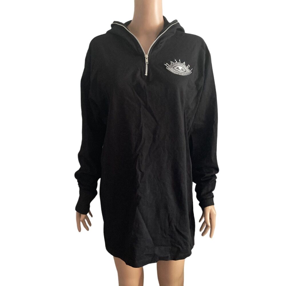 Massari Hoodie Mens Large Black 100% Cotton Hooded Quarter Zip Made in USA